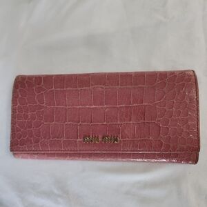 Miu Miu Pink Embossed Leather Wallet